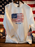 🇺🇸 American Flag Embroidered Sweatshirt with USA Sleeve Detail