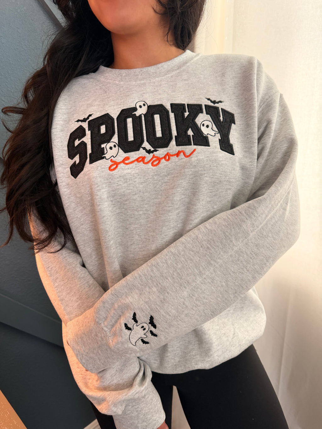 Spooky Season Embroidered Crewneck Sweatshirt – Glow in the Dark