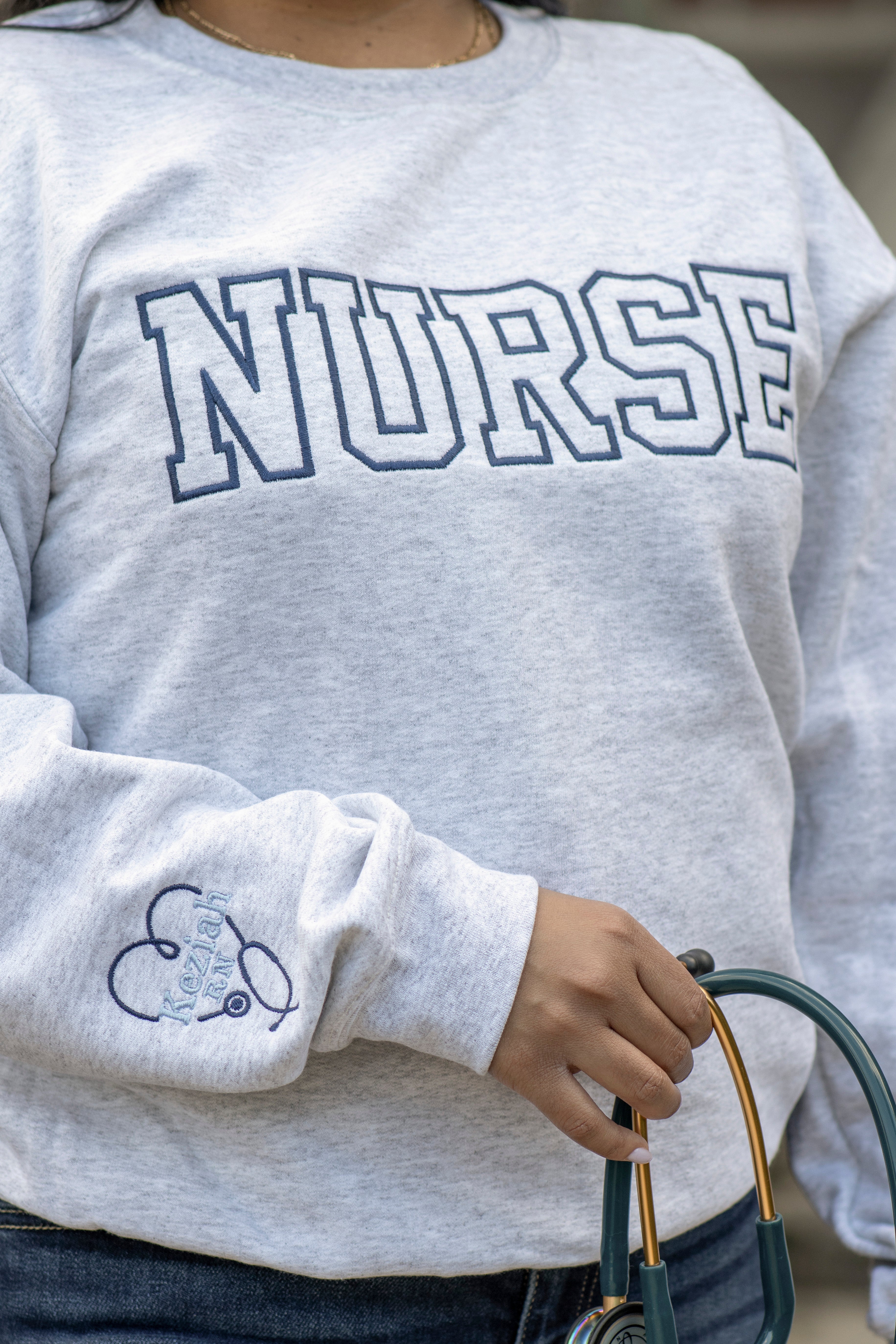 Embroidered Nurse Crewneck Sweatshirt – Personalized